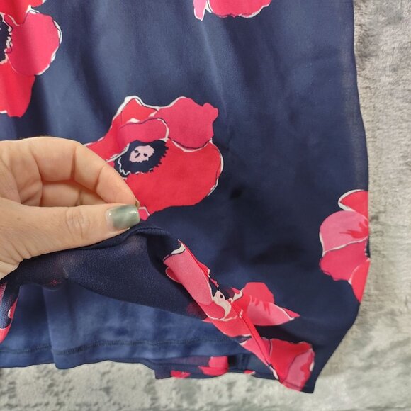 Reitmans Women XL Navy Floral Dress DolmanSleeve CinchedWaist Lined Garden Party - Picture 5 of 11